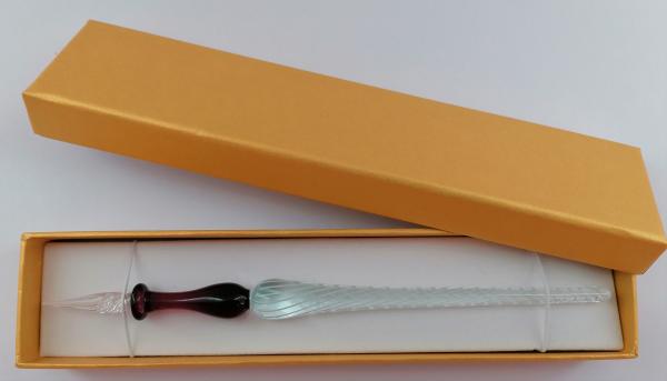 Tintenschreiber (Griff:lila / Schaft: transp.-weiße Streifen)